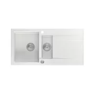 Zlewozmywaki - QUADRON Zlewozmywak EVAN 156 biały, elementy stalowe, k.pneum. HQE510050U1_BS_P2O0 - miniaturka - grafika 1