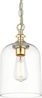 Lampy sufitowe - LAMPA WISZĄCA Prague szklana, złote detale, nowoczesny styl - miniaturka - grafika 1