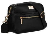 Torebki damskie - Lekka torebka damska listonoszka torebka crossbody z regulowanym paskiem skóra ekologiczna Peterson, czarny - miniaturka - grafika 1