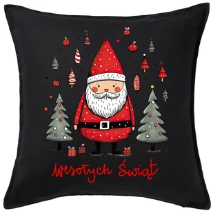 CZARNA Poduszka z mikołajem - santa101 - Poduszki dekoracyjne CZARNA Poduszka z mikołajem - santa101 - Poduszki dekoracyjne - miniaturka - grafika 1
