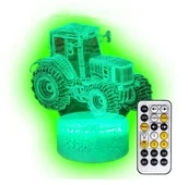Wyposażenie pokoiku dziecięcego - Lampka nocna 3D LED TRAKTOR CIĄGNIK kabel USB + PILOT - miniaturka - grafika 1