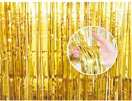 Sylwester - Kurtyna - zasłona na drzwi metaliczna złota - 90 cm x 240 cm - miniaturka - grafika 1