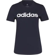Koszulki i topy damskie - Koszulka damska adidas SPORTSWEAR LOUNGEWEAR ESSENTIALS SLIM LOGO granatowa H07833-L - miniaturka - grafika 1