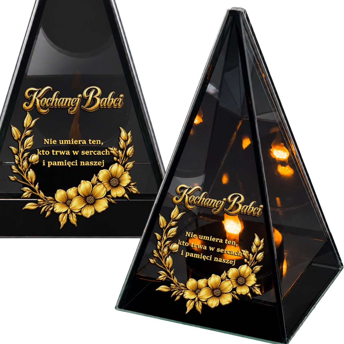 Znicz Lustrzany Lampion Solarny 3D Nadruk UV Dla Babci Elegancki