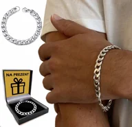 Bransolety męskie - Srebrna BRANSOLETKA Męska GRUBA Bransoleta 22cm Pancerka - miniaturka - grafika 1