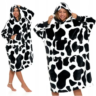 Bluza z Kapturem Koc Kocobluza Duża Gruba Ciepła na Zimę w Łaty Krowa MORAJ - Bluzy damskie - miniaturka - grafika 1