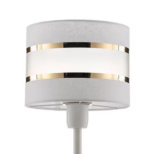 Lampa stołowa Helen, tekstylny klosz biało-złota - Lampy stojące - miniaturka - grafika 4