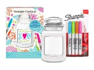 Świece - Yankee Candle And Sharpie Gift Set, Zestaw, Duża Świeca Zapachowa Clean Cotton + Markery + Etykiety,  623g - miniaturka - grafika 1
