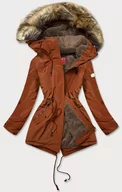 Kurtki damskie - PARKA DAMSKA Z FUTRZANĄ PODSZEWKĄ KARMELOWA (M-21207) - LHD - miniaturka - grafika 1