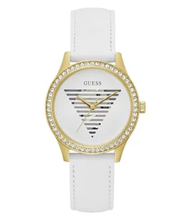 GUESS Damski zegarek 38 mm - biały pasek biała tarcza złota obudowa, Biały/złoty odcień/biały, Nowoczesny - Paski - miniaturka - grafika 1