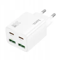 Ładowarki do telefonów - Ładowarka sieciowa do telefonu Hoco 2 x USB C + 2 x USB A QC3.0 PD 3A 30W N56 biała - miniaturka - grafika 1