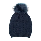 Czapki damskie - Damska czapka z ozdobnym wzorem i pomponem - miniaturka - grafika 1