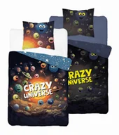 Pościel dla dzieci - Pościel świecąca w ciemności 160x200 4905 A Crazy universe granatowa niebieska ciemna wielokolorowa planety Fluo 78 - miniaturka - grafika 1