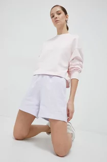 Spodenki damskie - New Balance szorty bawełniane kolor fioletowy gładkie high waist - grafika 1