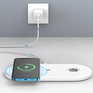 Joyroom ładowarka bezprzewodowa 3w1 Qi 20W do telefonu / słuchawek AirPods + kabel USB Typ C z adapterem sieciowym biała (JR-A27) - Kable USB - miniaturka - grafika 4