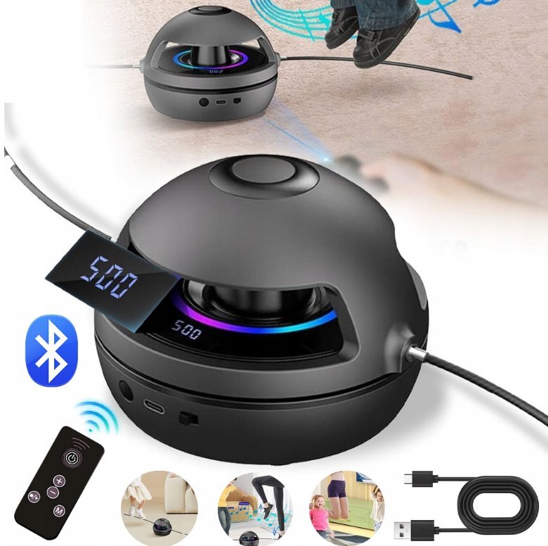 Muzyczna Skakanka, Inteligentna Automatyczna Elektryczna Skakanka Bluetooth Black