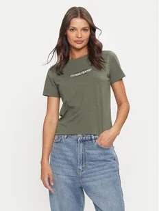 Guess Jeans T-Shirt W4YI03 J1314 Khaki Slim Fit - Koszulki i topy damskie - miniaturka - grafika 1