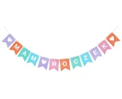 Naczynia i sztućce jednorazowe - GoDan Girlanda papierowa Mam roczek dla dziewczynki 14x18 cm 3152623 - miniaturka - grafika 1