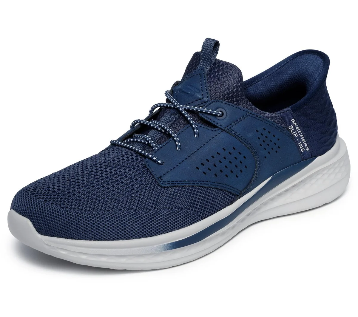 Skechers Męskie trampki Slade Caster, granatowa, dzianinowa siateczka/syntetyk, 44 EU