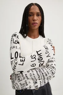 Desigual longsleeve REBE damski kolor beżowy 24WWTK78 - Bluzki damskie - miniaturka - grafika 1