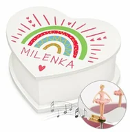 Pozytywki dla dzieci - Szkatułka na biżuterię w kształcie serca z pozytywką i nadrukiem dla dziewczynki na imieniny - miniaturka - grafika 1