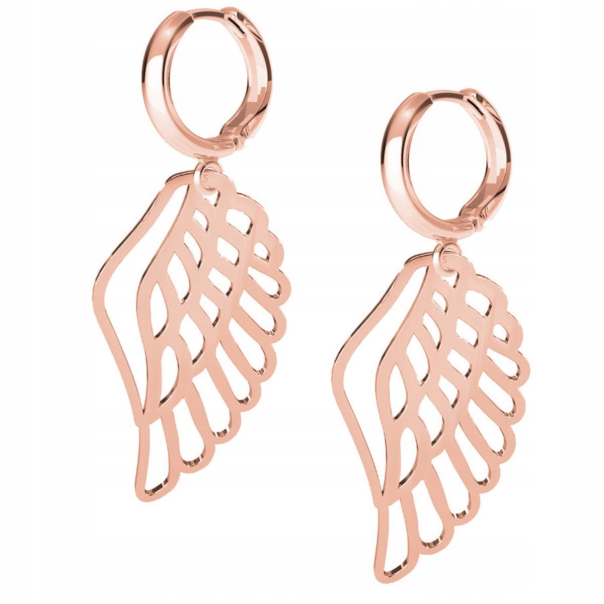Kolczyki Skrzydło Anioła różowe złoto 925