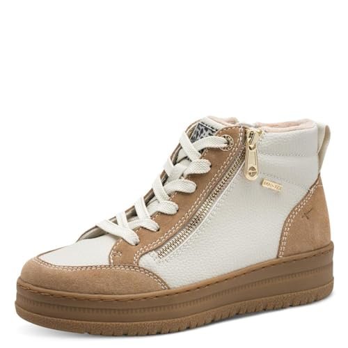 TAMARIS Comfort damskie buty Lace Boot Flat Duo-tex modne kozaki, Offwhite Comb, 37 EU, Offwhite Comb, 37 EU