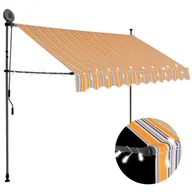 Markizy - vidaXL Ręcznie zwijana markiza z LED, 300 cm, żółto-niebieska vidaXL - miniaturka - grafika 1