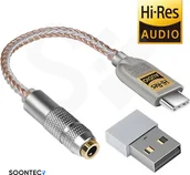 Wzmacniacze słuchawkowe - Wzmacniacz słuchawkowy Hi-Res DAC, zewnętrzna karta dźwiękowa SOONTEC ES9281 Pro do smartfona z systemem Android, laptopa PC PS5, adapter audio USB-C 384 kHz DSD256 3,5 mm - miniaturka - grafika 1