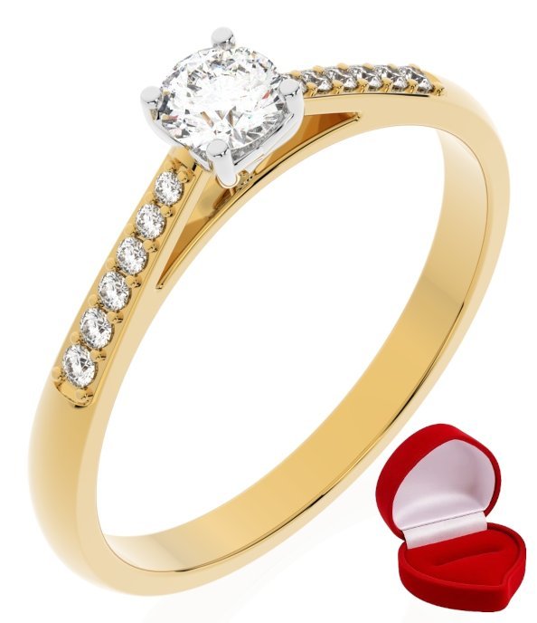 ZŁOTY PIERŚCIONEK ZARĘCZYNOWY 585 14k DIAMENT LAB BRYLANT 0,24 ct R14