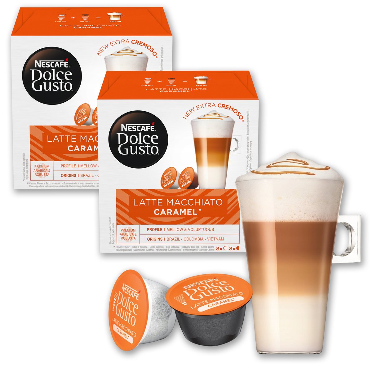 Kapsułki Dolce Gusto do ekspresu Latte Macchiato Caramel 2x 16 szt. Nescafe zapas