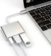 Adaptery i przejściówki - Adapter USB Modi Home Adapter aluminiowy HUB 3w1 USB-C na HDMI 4K, USB 3.1, USB-C - srebrny - miniaturka - grafika 1