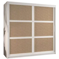 Szafy - Szafa przesuwna garderoba pokojowa z drążkiem PLECIONKA WIEDEŃSKA 180 czarna biała - miniaturka - grafika 1