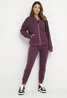 Dresy damskie - Ciemnofioletowy 2-częściowy Komplet Dresowy z Bluzą i Spodniami Seraphelle - miniaturka - grafika 1