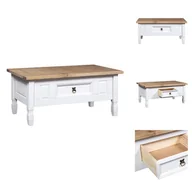 Ławy i stoliki kawowe - vidaXL Stolik kawowy w stylu meksykańskim drewno sosnowe biały 100x55x45 cm - Stoliki kawowe - miniaturka - grafika 1