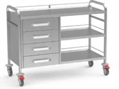 Meble i wyposażenie gabinetów medycznych - Ko02.D mobilny stolik zabiegowy ze stali kwasoodpornej z blatami i szufladami - miniaturka - grafika 1