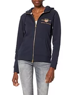 Bluzy damskie - GANT Damska bluza z kapturem Archive Shield Full Zip, niebieski (Evening Blue), XXL - miniaturka - grafika 1