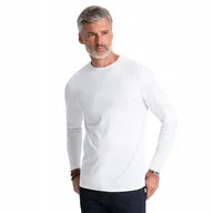 Koszulki męskie - Longsleeve męski 100% bawełna basic wygodny biały V4 OM-LSBL-0106 roz. L - miniaturka - grafika 1