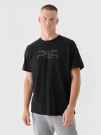 Koszulki sportowe męskie - Męski t-shirt z nadrukiem 4F x Robert Lewandowski RL9SAW24TTSHM2189 - czarny - miniaturka - grafika 1