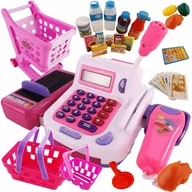 Zabawy w naśladowanie dorosłych - Duży Zestaw ! Kasa Sklepowa Koszyk kalkulator 23F - miniaturka - grafika 1