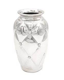 Wazon ceramiczny z kryształkami glamour srebrny okrągły waza pikowany 24 cm - Wazony i flakony - miniaturka - grafika 1