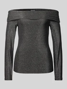 Bluzka o kroju slim fit z długim rękawem, odkrytymi ramionami i efektem błyszczącym model ‘SANDRA’ - Bluzki damskie - miniaturka - grafika 1