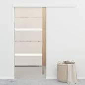 Drzwi wewnętrzne - vidaXL Drzwi przesuwne, ograniczniki, szkło ESG i aluminium, srebrne - miniaturka - grafika 1