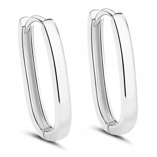 SREBRNE KOLCZYKI GŁADKIE PROSTOKĄTNE KOŁA STAL 316L