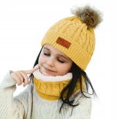 Czapki dla dzieci - Zestaw Czapka Dziecięca I Komin Dla Dzieci Zimowy Komplet Ciepła - miniaturka - grafika 1