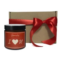 Świece - Świeca sojowa z napisem I love U 120 ml w pudełku na prezent - miniaturka - grafika 1