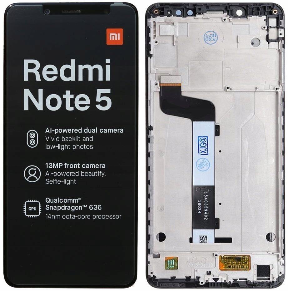Wyświetlacz do Xiaomi Redmi Note 5 LCD Ekran Ramka Czarny