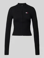 Swetry damskie - Kurtka z dzianiny o kroju slim fit zapinana na zamek błyskawiczny - miniaturka - grafika 1