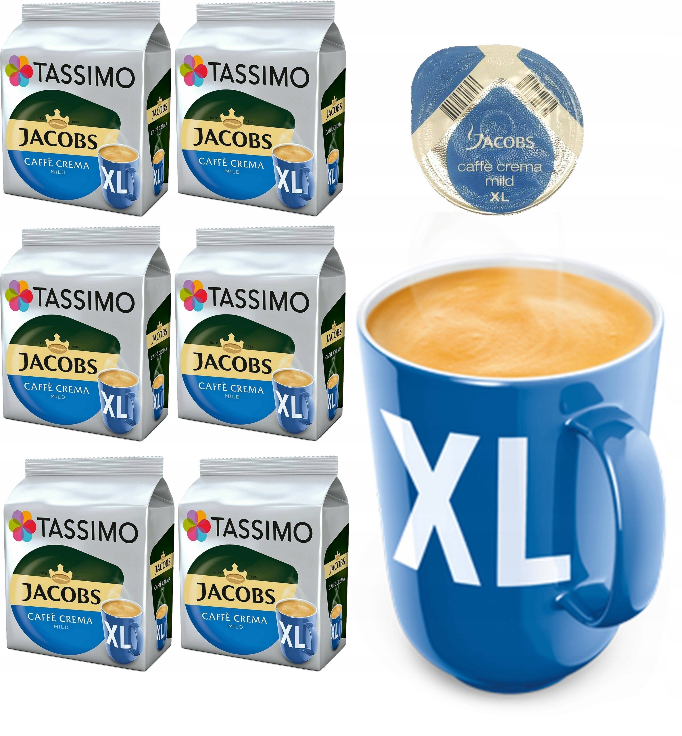 Kapsułki kawa Tassimo Jacobs Caffe Crema MILD XL 6 x 16 sztuk