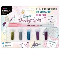 Kleje biurowe - Precyzyjny klej w cienkopisie + 5 brokatów KIDEA - DERFORM - miniaturka - grafika 1
